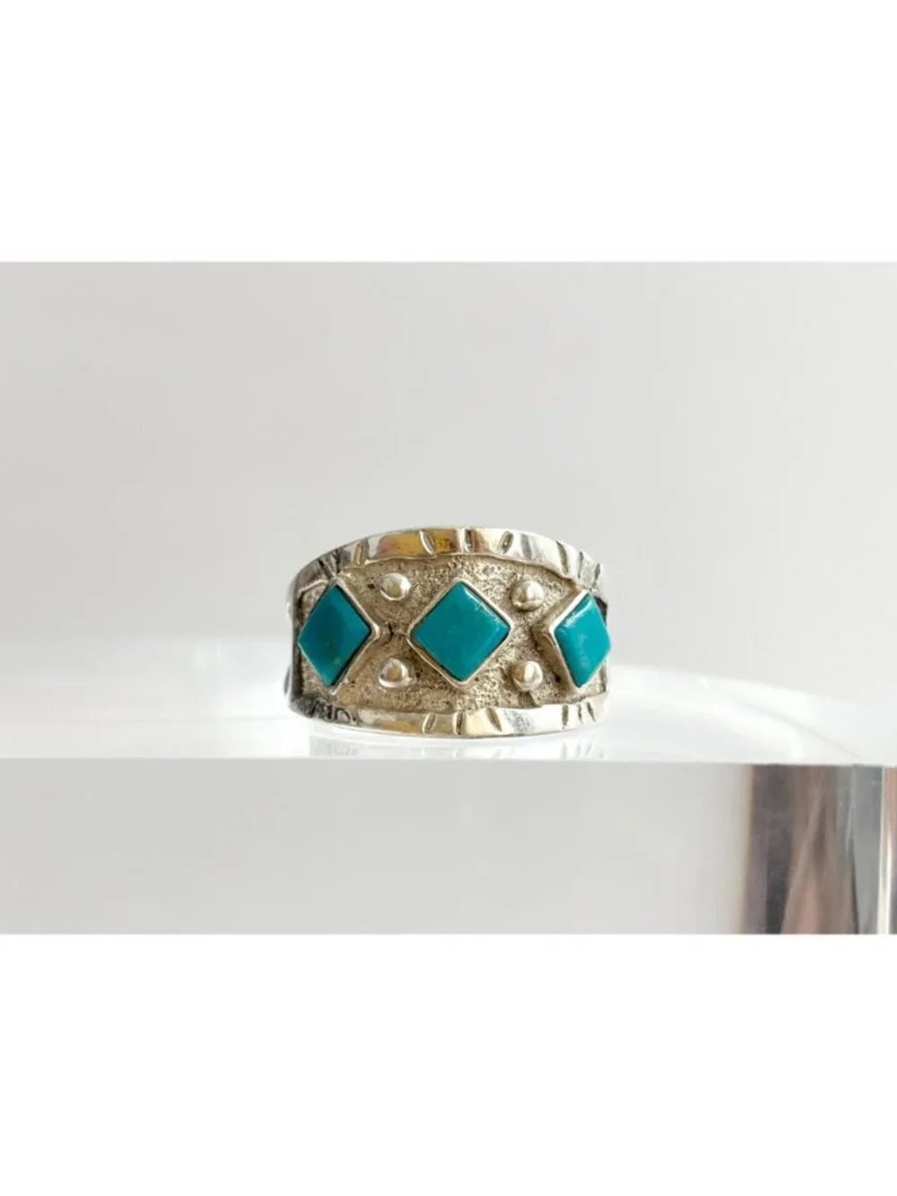 Bell Trading Post Turquoise Navajo Sterling Silver 925 Vintage Ring - sz 12.5